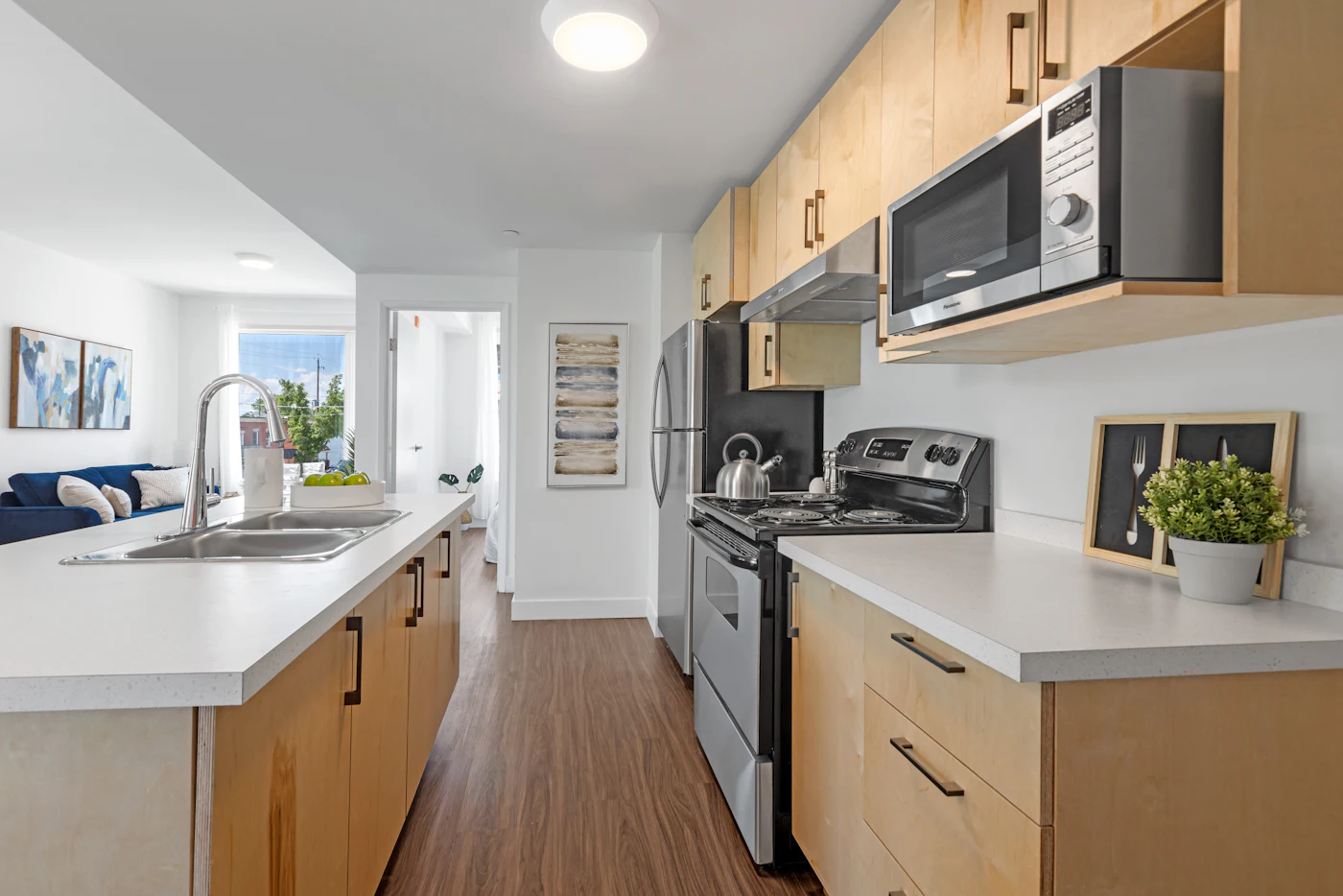 Kitchen cooking appliance setup representing range servicing