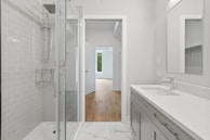 white wooden framed glass door