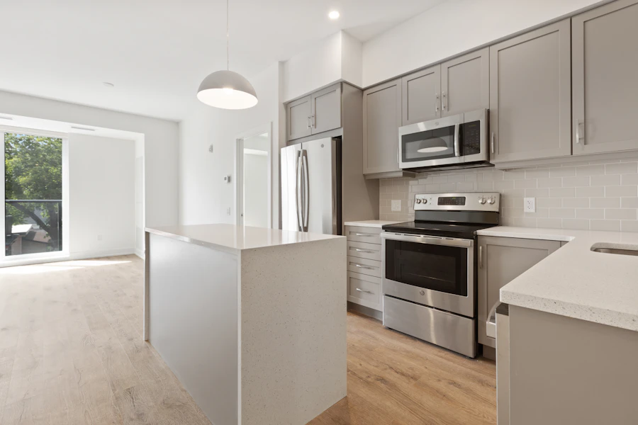 Contemporary black and white kitchen cabinetry
