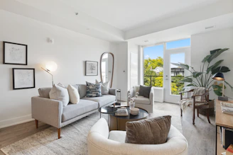 white and brown living room set