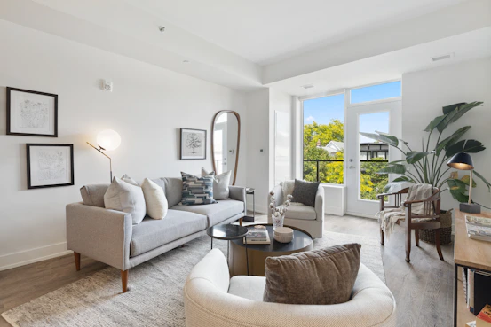 white and brown living room set
