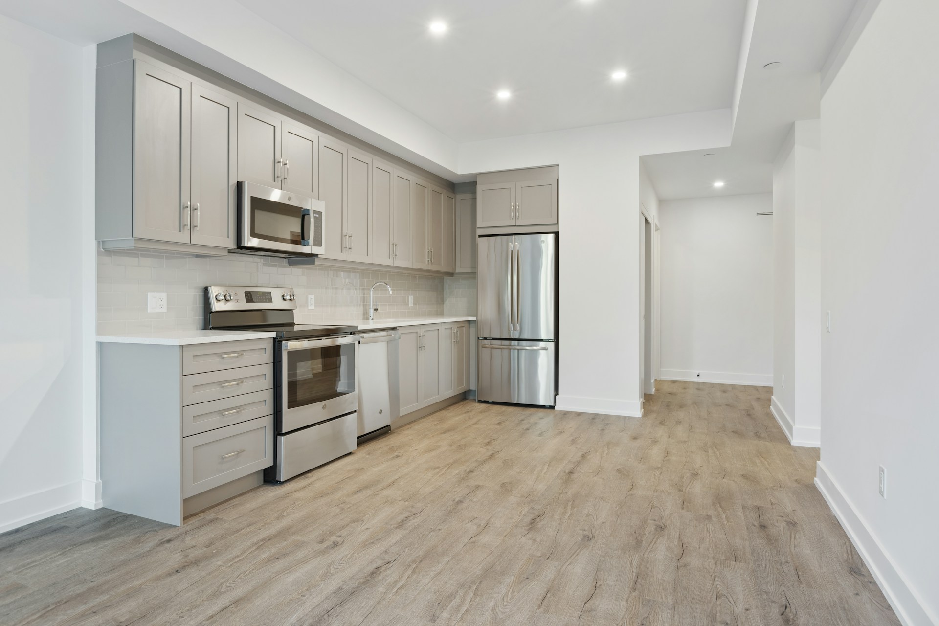 white and brown kitchen cabinet