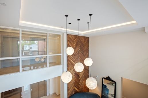 white and silver pendant lamp