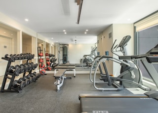 exercise equipments inside a room