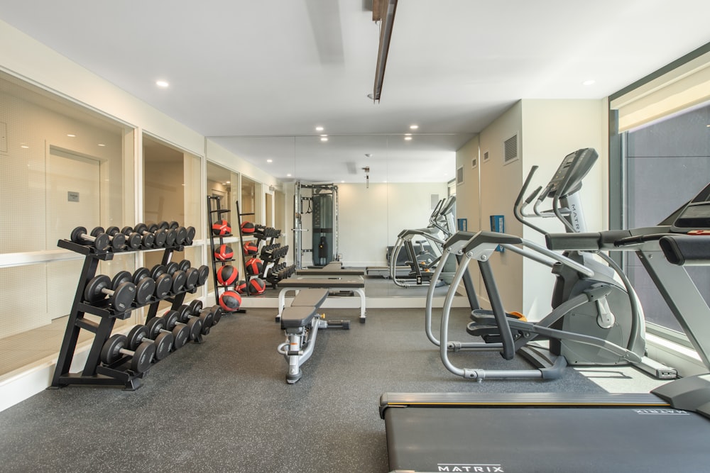 exercise equipments inside a room