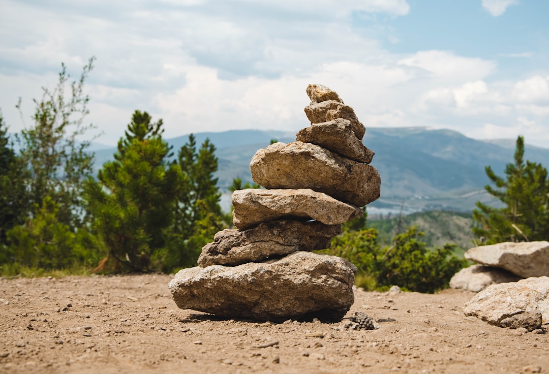 brown rock formation near green trees during daytime