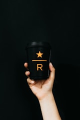 black and white plastic cup