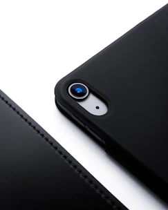 Close-up of a premium iPhone case showcasing its durable material and camera protection.
