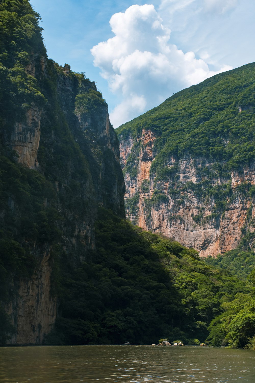 grüner und brauner Berg unter blauem Himmel tagsüber