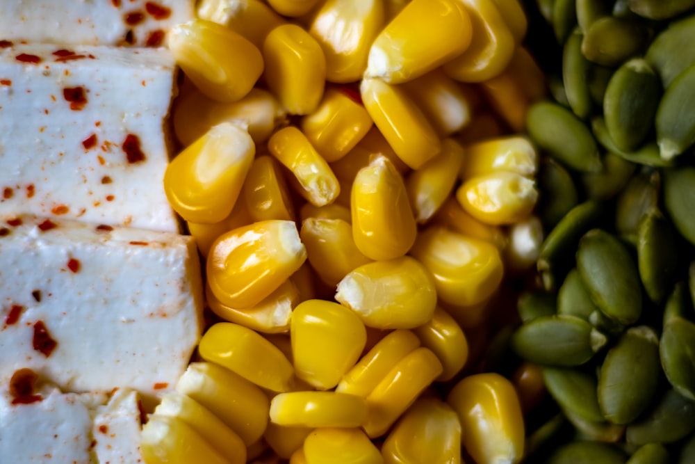 yellow corn on white paper