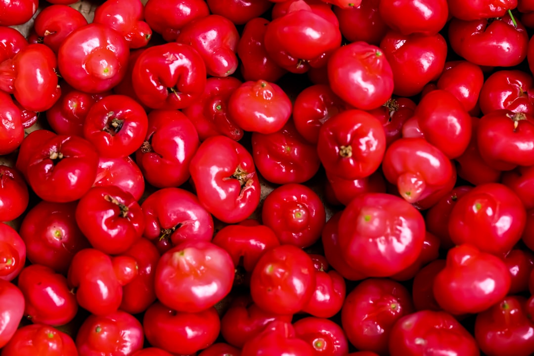 red round fruits on white background