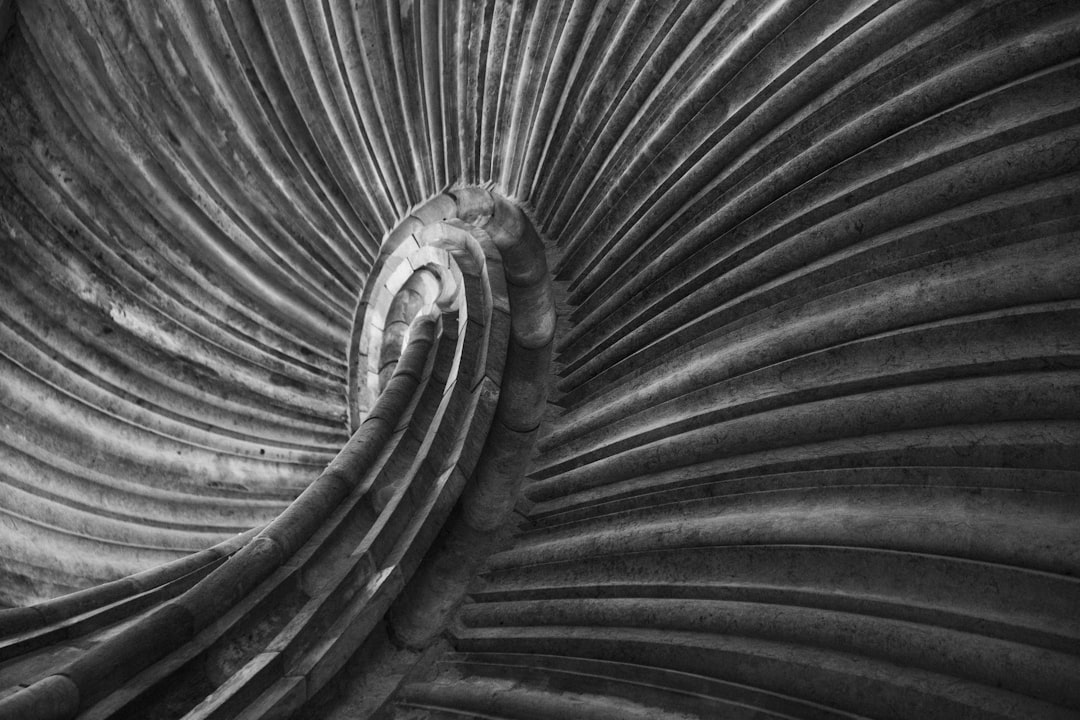 gray and black spiral stairs