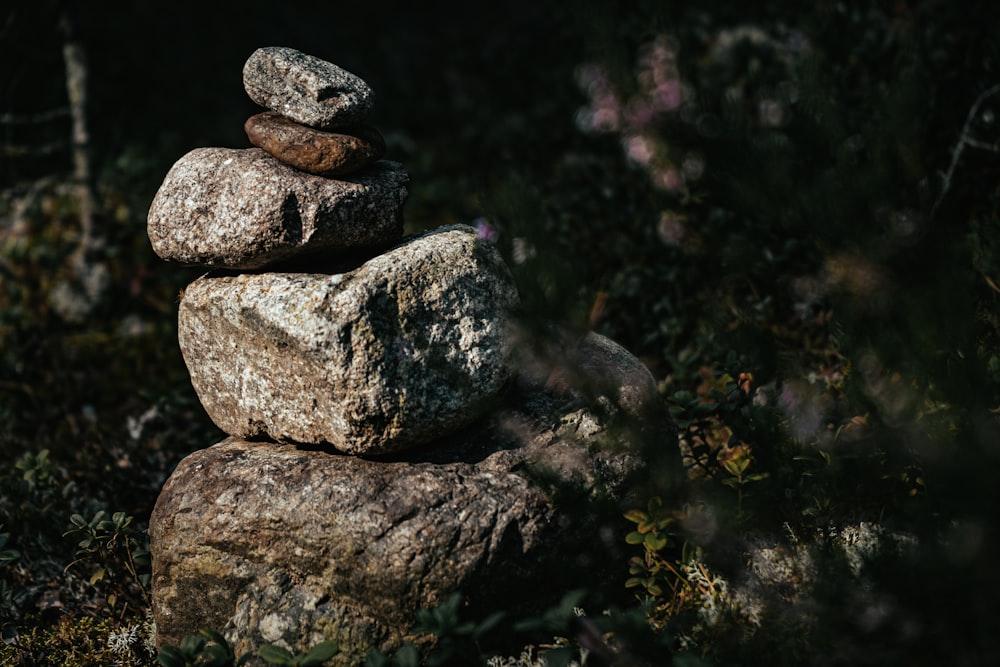 gray and brown stone stack