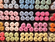 An assortment of pens and markers in various colors.