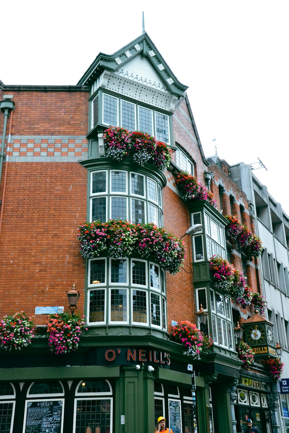 brown brick building with green plants