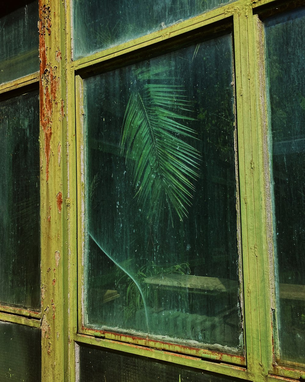 brown wooden framed glass window