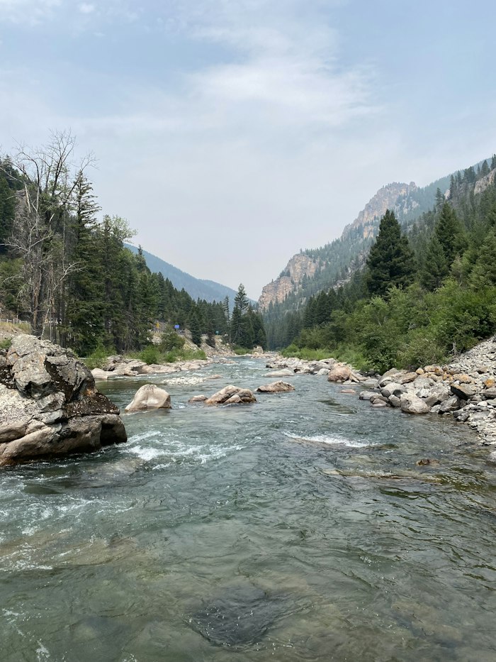 Gallatin River flowing through Gallatin Canyon Montana