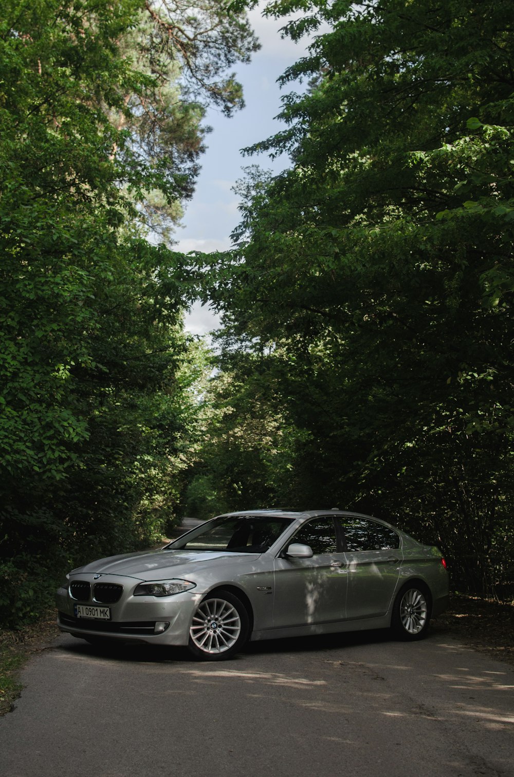 silver bmw m 3 coupe parked on forest during daytime
