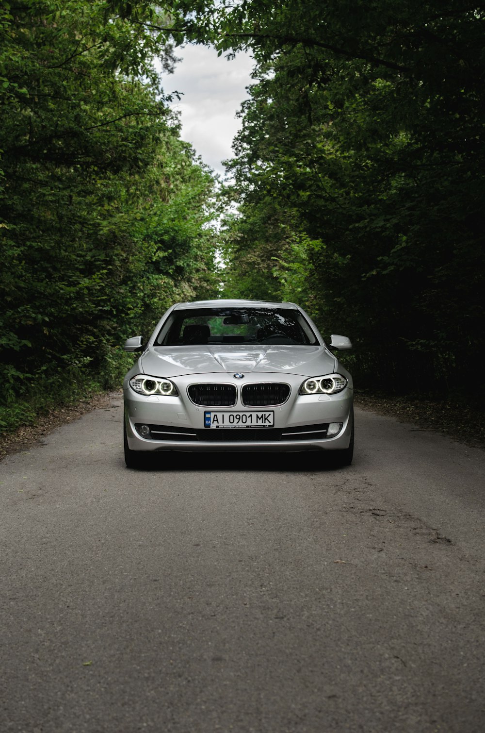 BMW M 3 plateado en carretera