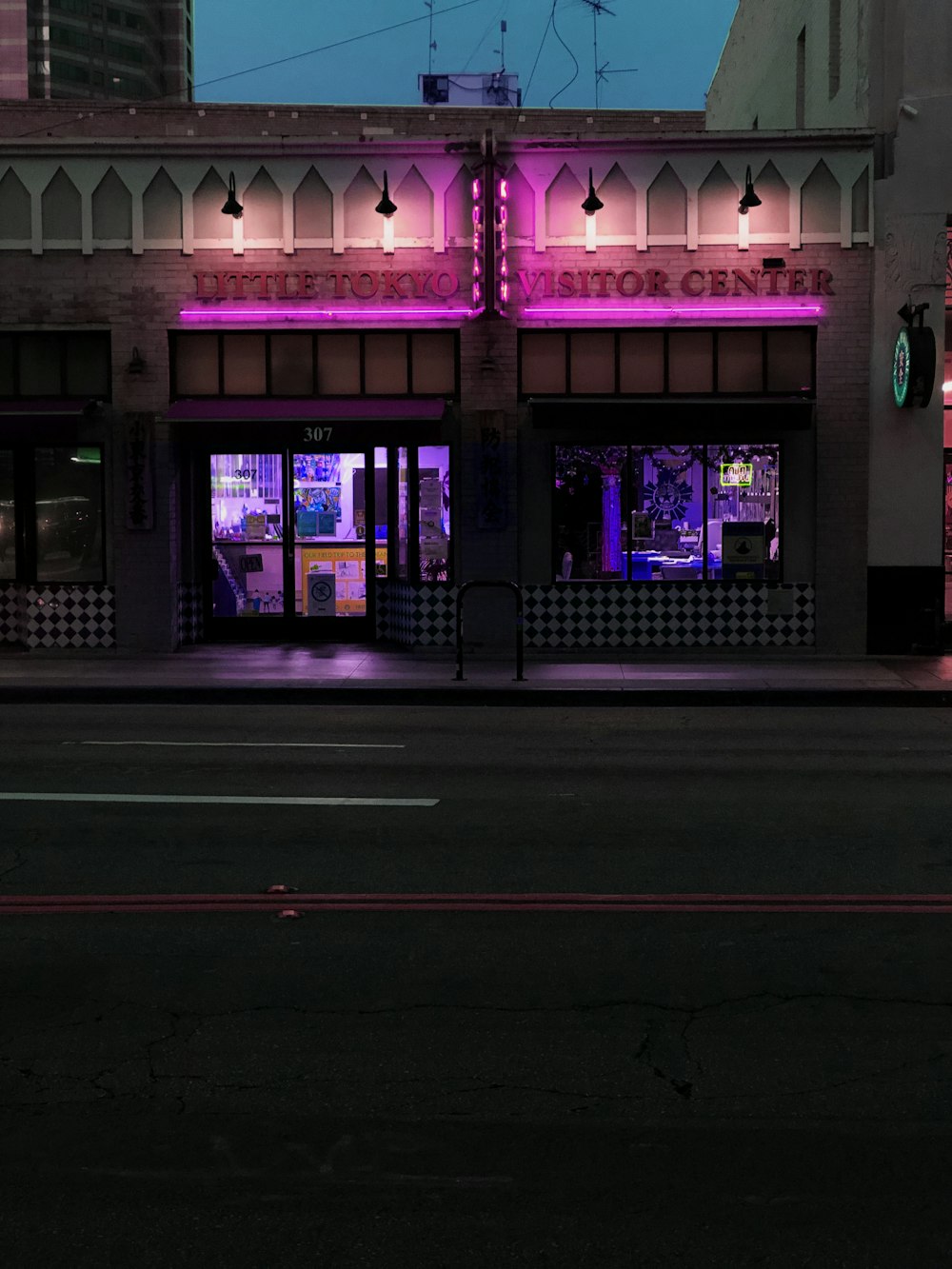 purple and white concrete building