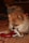 A small Pomeranian dog is playfully chewing on a rope toy with a red sausage-shaped attachment. The background includes a patterned carpet and blurred furnishings, indicating an indoor setting.