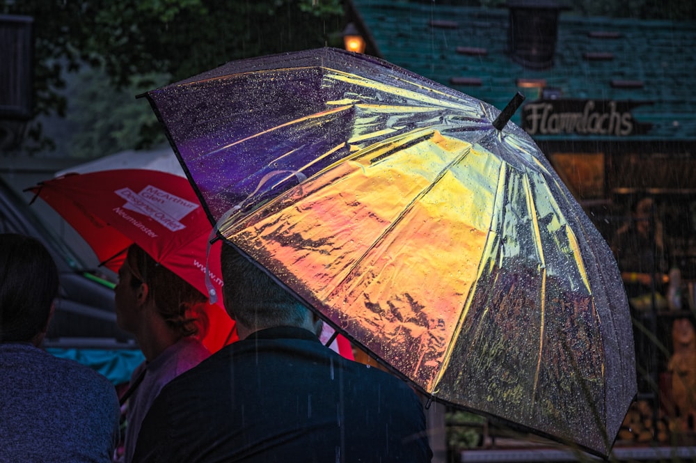 person in black jacket holding umbrella