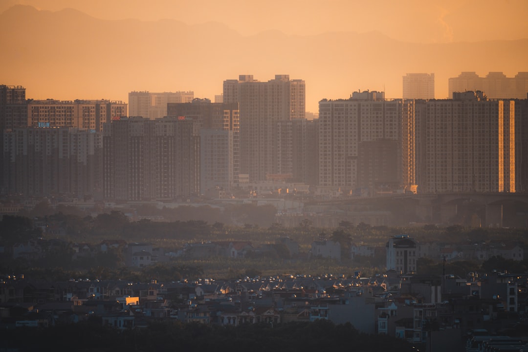 high rise buildings during night time