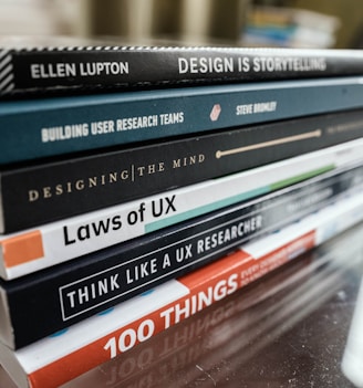 stack of books on table