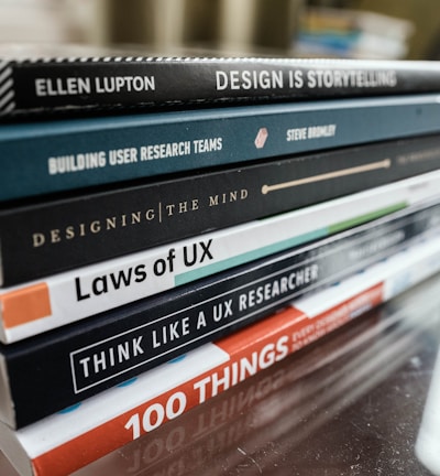 stack of books on table