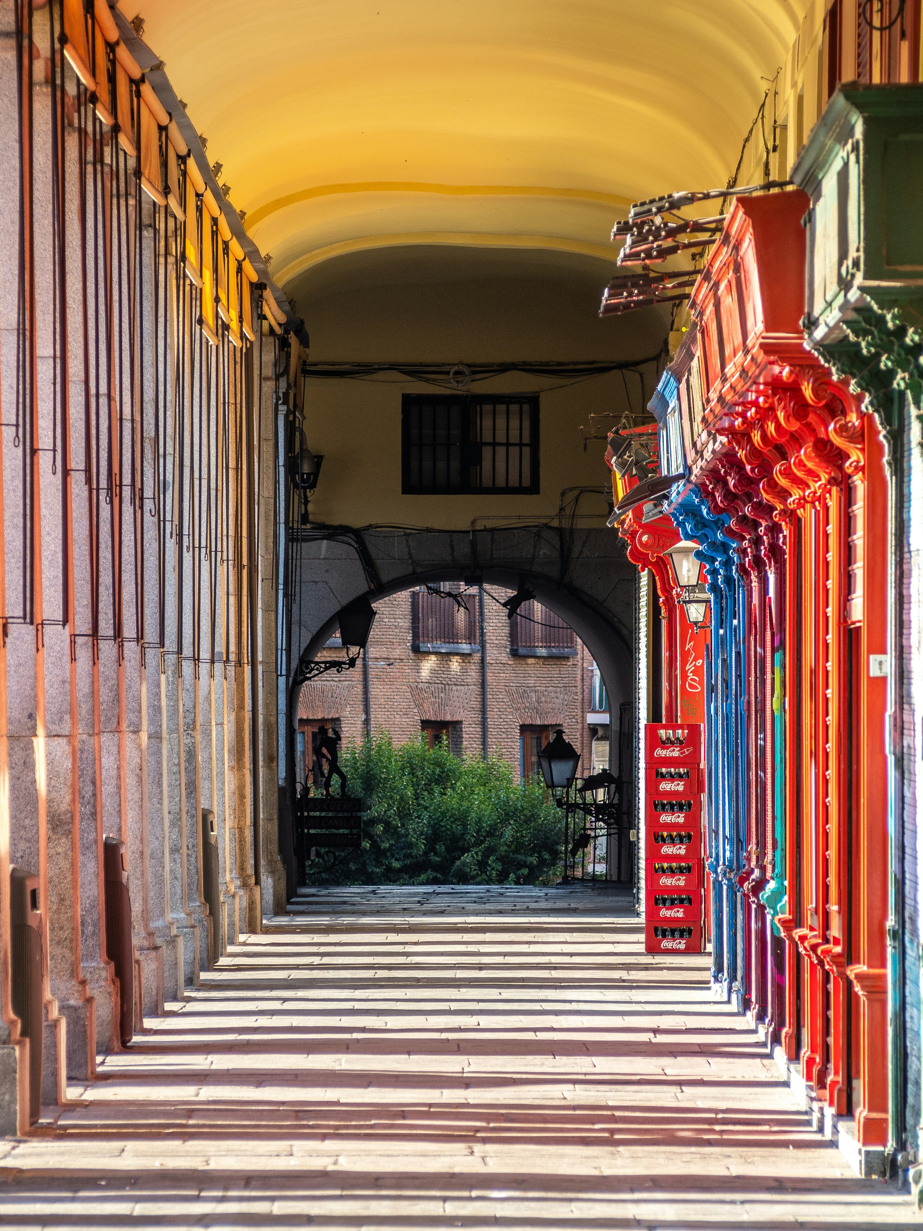 Bars closed early in the morning at Plaza Mayor in Madrid