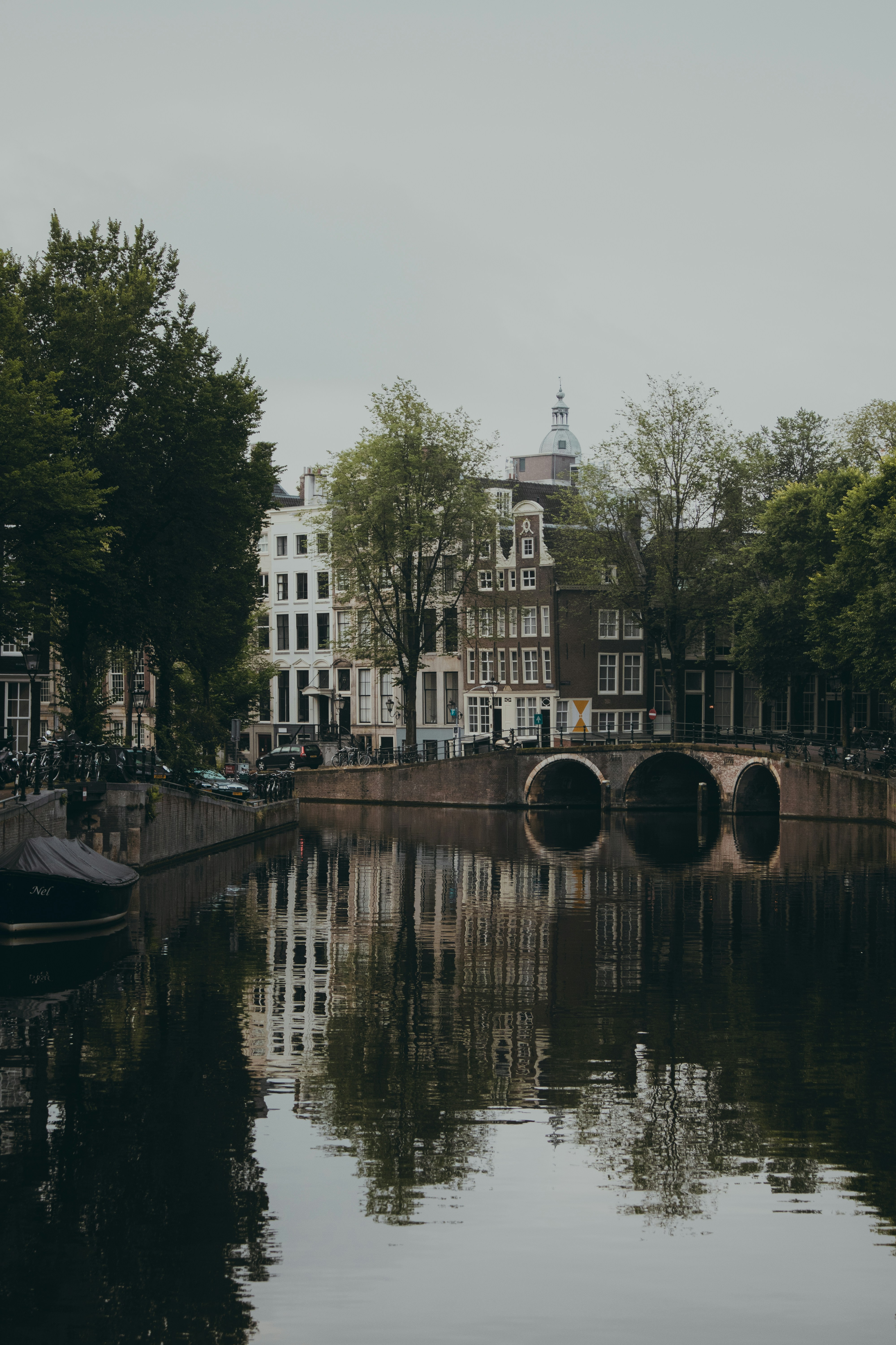 brown boat on river near green trees during daytime