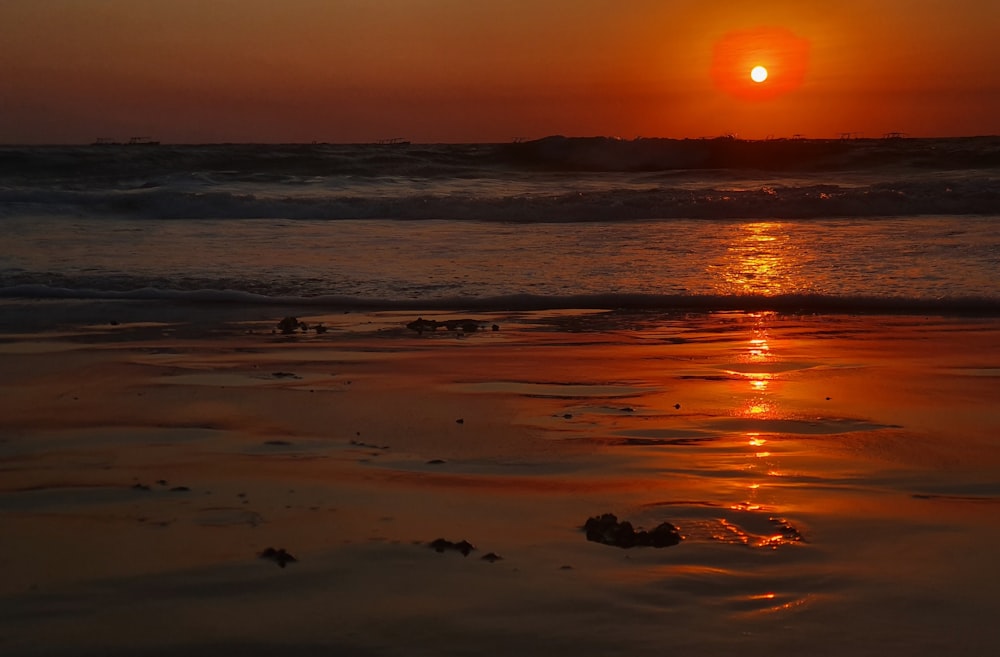 silhouette of people on beach during sunset