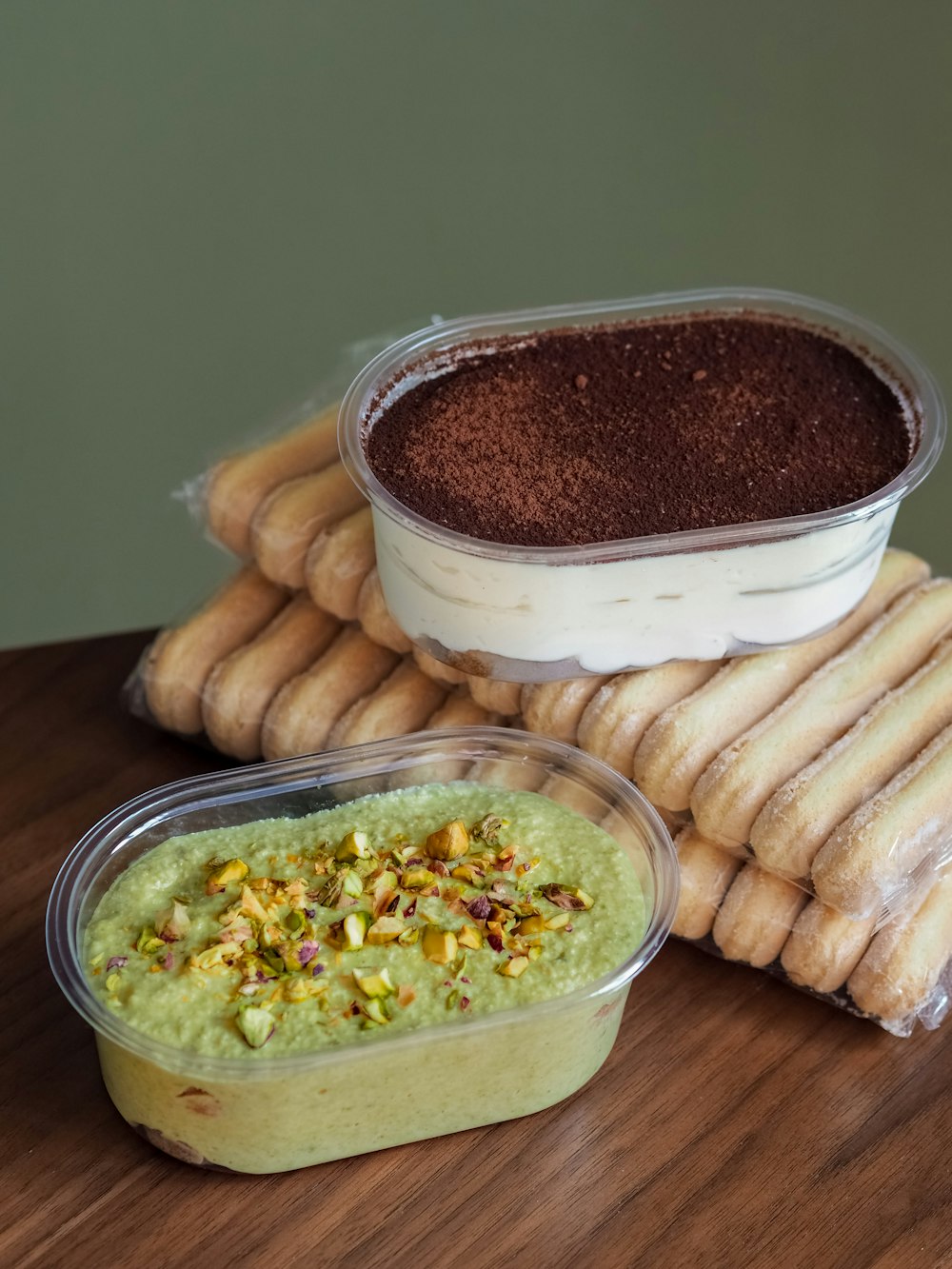 brown and white food in clear plastic container