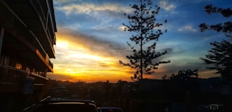 A warm sunset over the Mugarinya Yandeyarra School grounds, highlighting the deep navy sky blending with golden light.