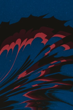 An abstract wave design in corporate colors symbolizing fluidity and rapid leadership decisions.