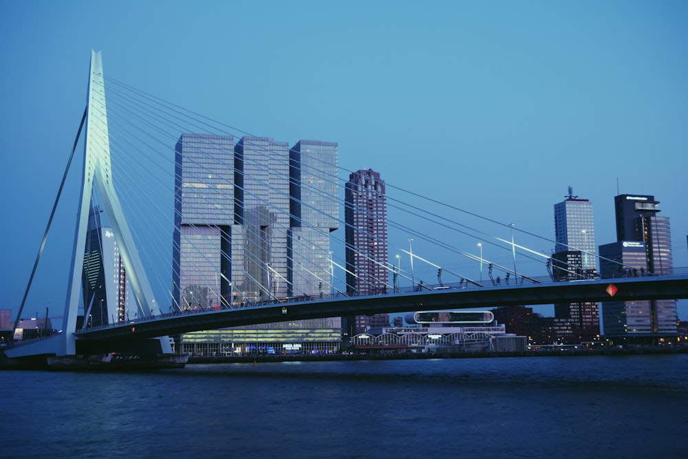 gray concrete bridge over river