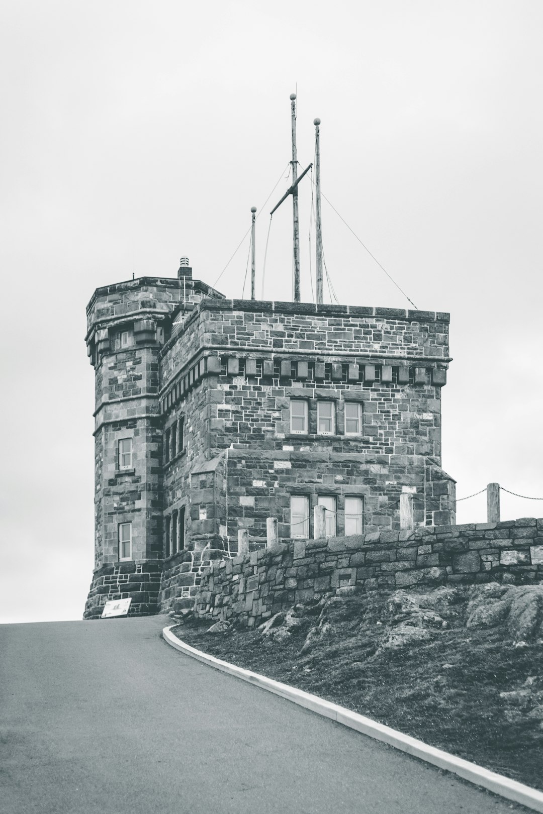 grayscale photo of concrete building