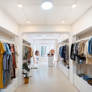 clothes hanged on clothes rack