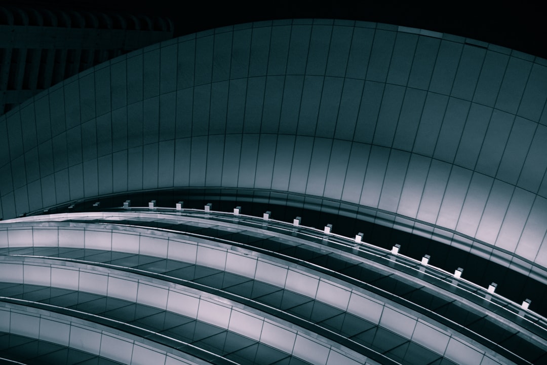 white and black spiral stairs