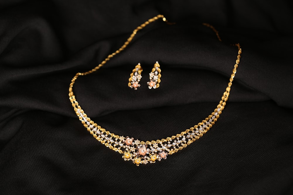 silver and diamond studded necklace