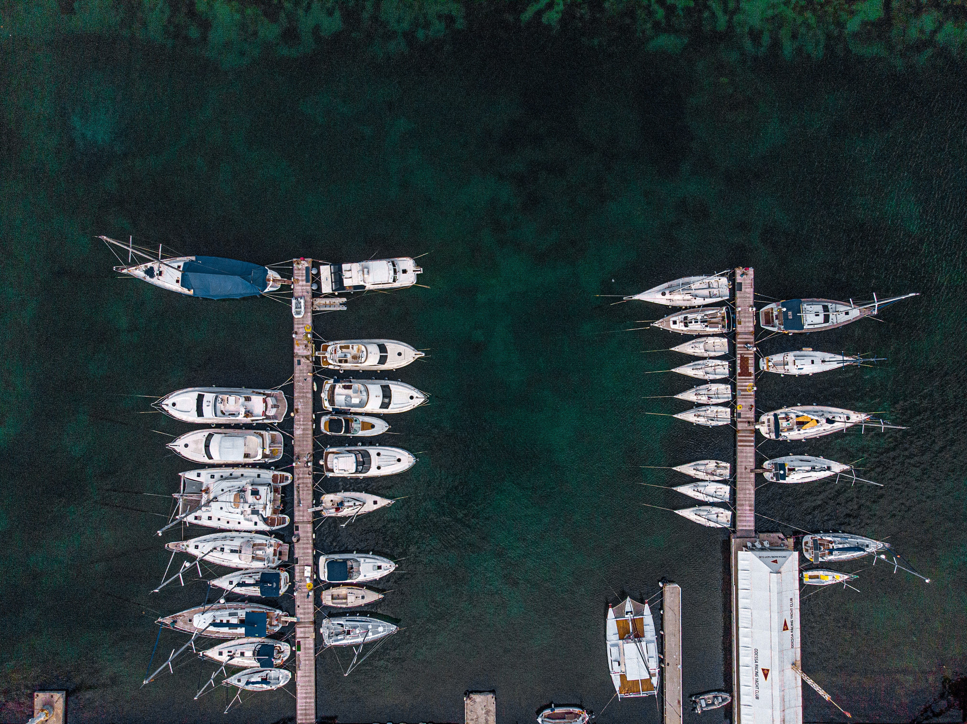 aerial view of boats on dock during daytime