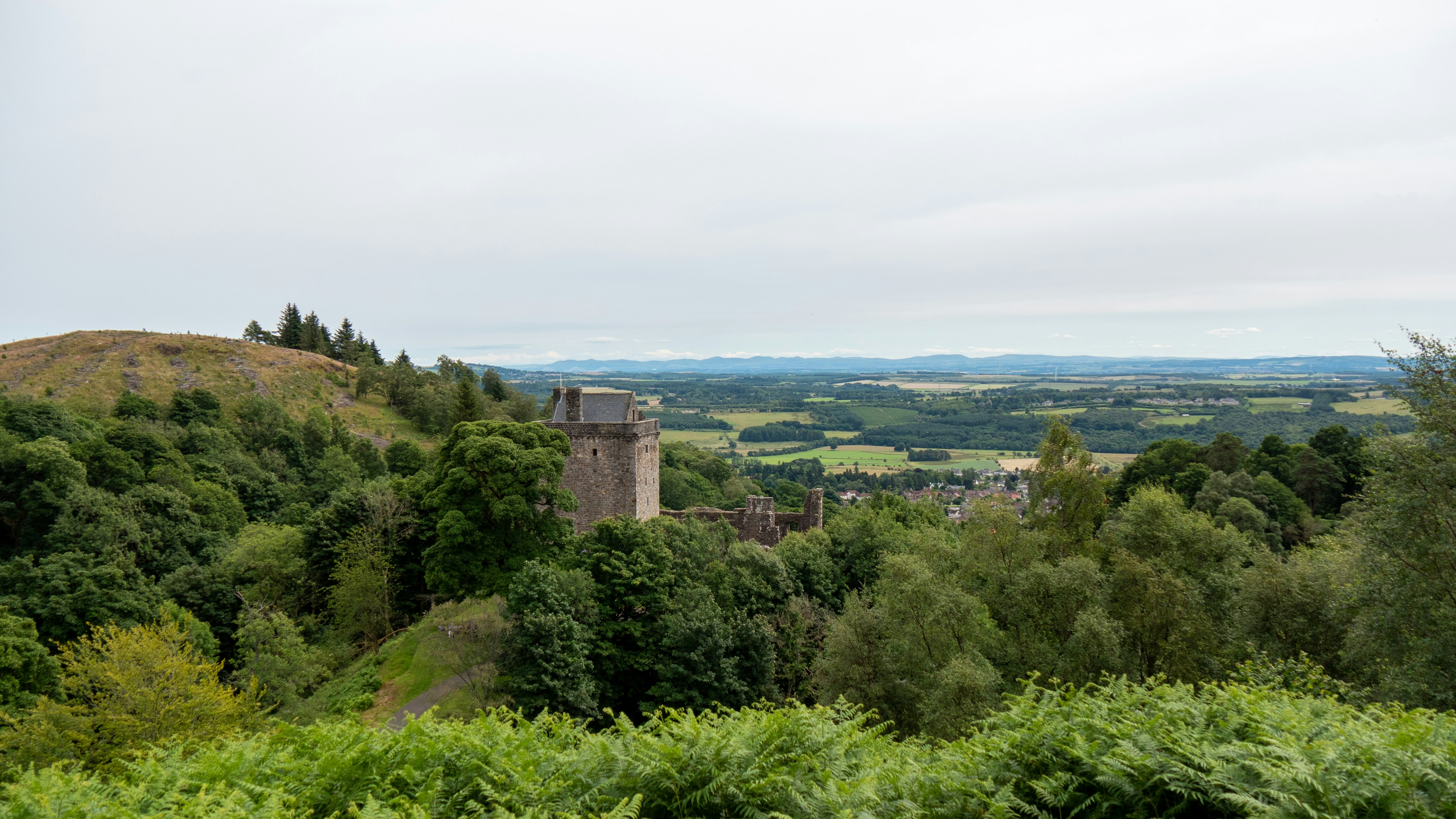Castle Campbell perched above the small Scottish town of Dollar looking over the Forth Valley.