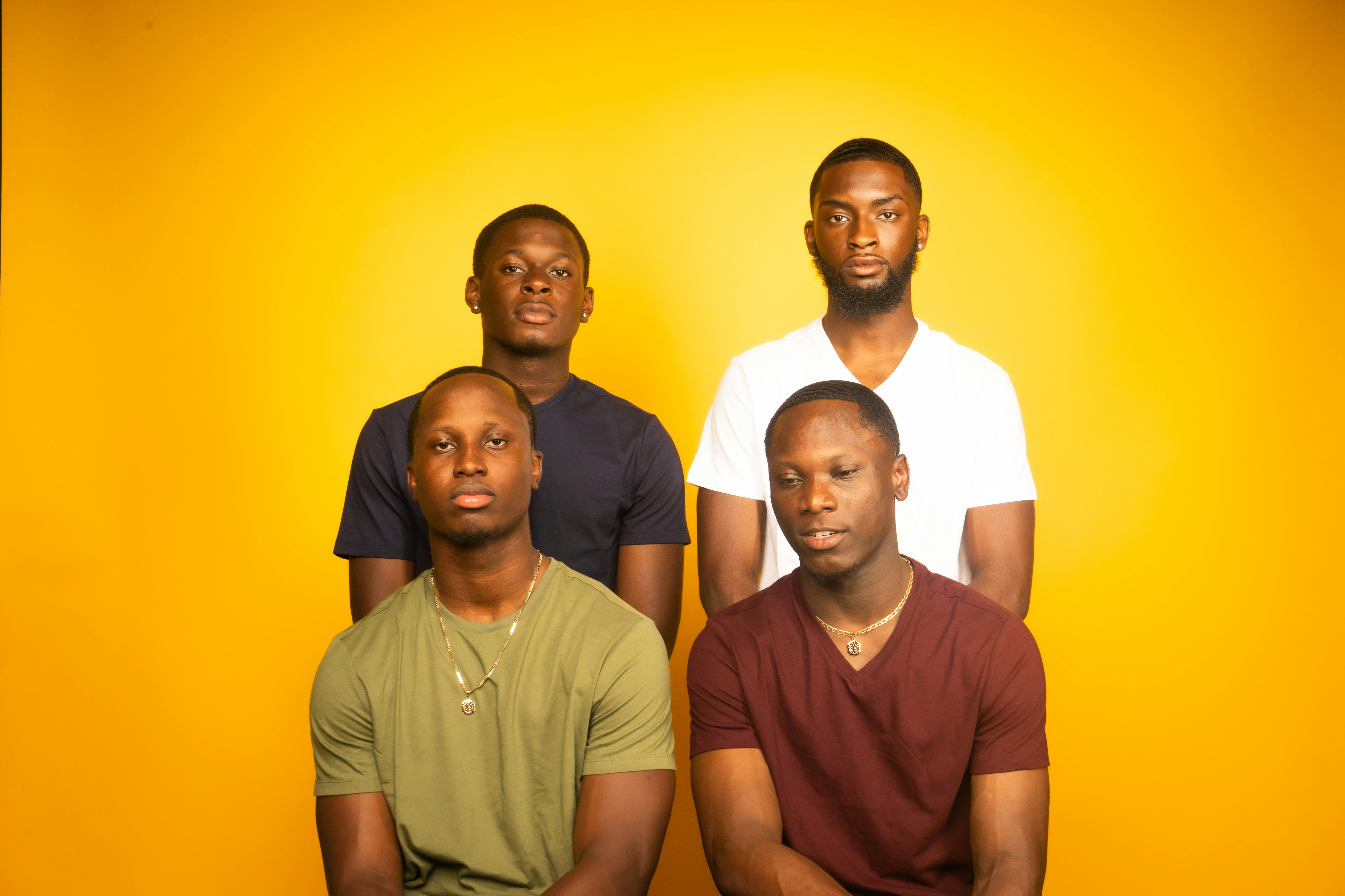 3 men in green crew neck t-shirt