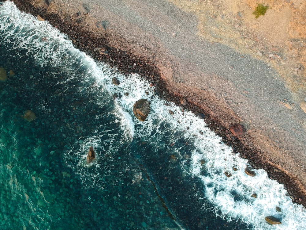 aerial view of ocean waves