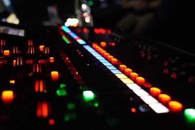 black red green and yellow audio mixer