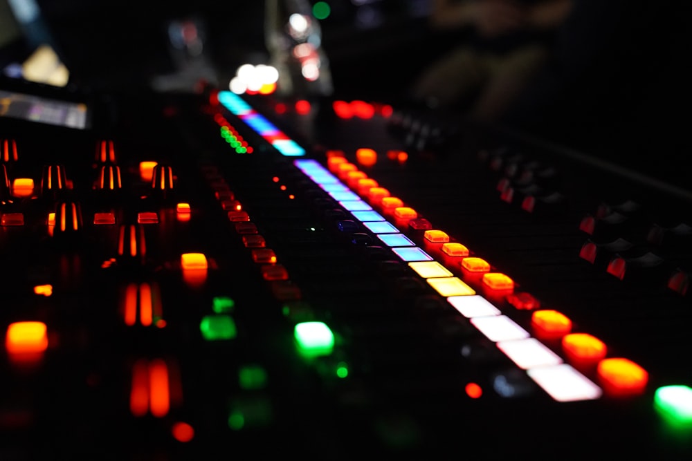 black red green and yellow audio mixer