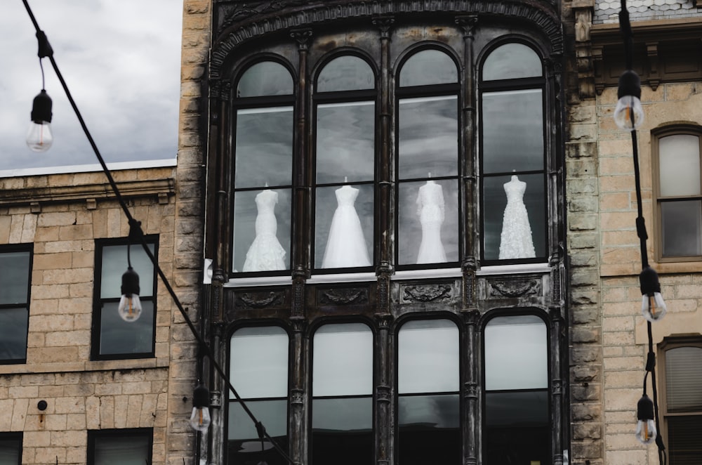 black wooden framed glass window