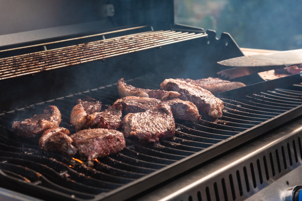 grilled meat on black grill