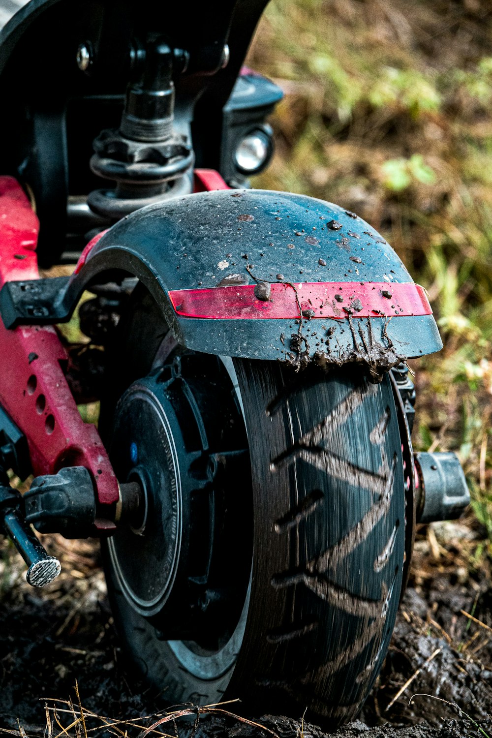 red and black motorcycle engine