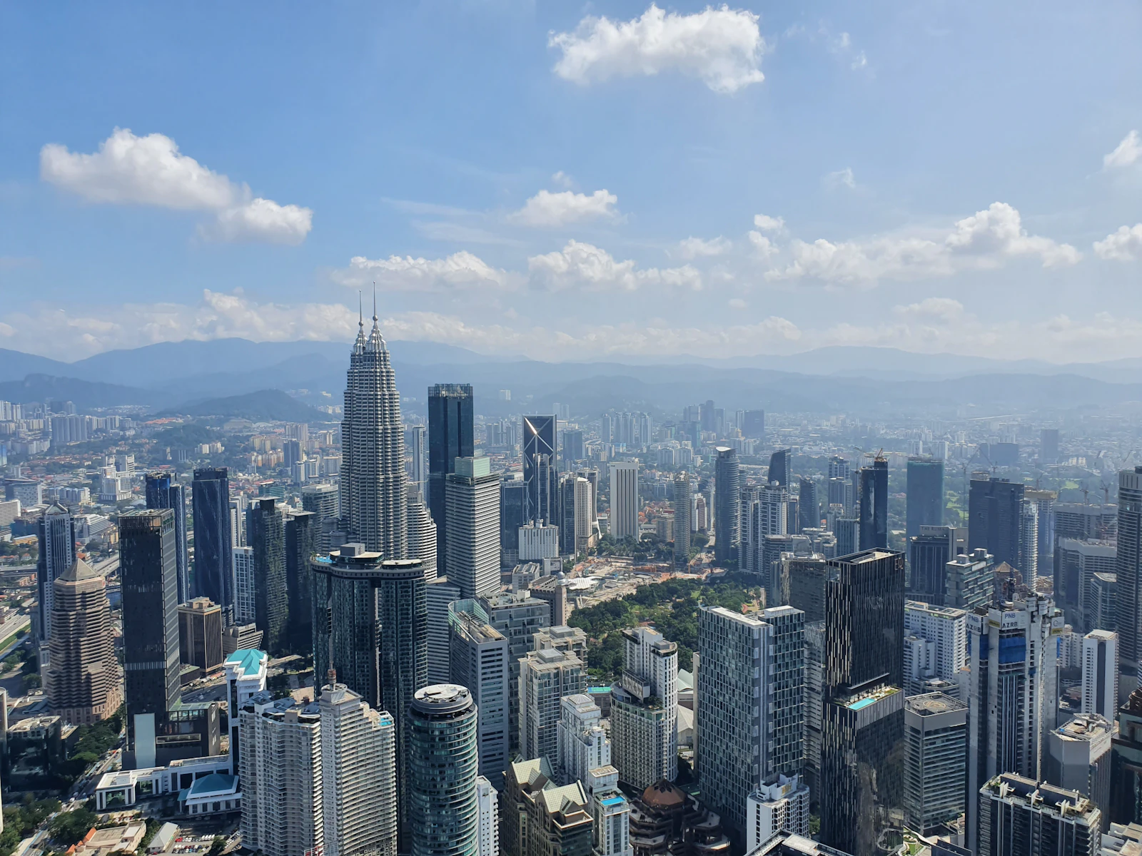 Aerial view of Kuala Lumpur with the Petronas Twin Towers